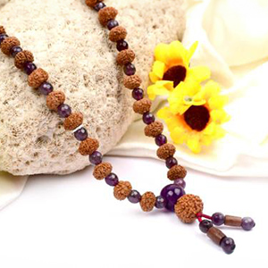 9 Mukhi Durga Mala from Java with Amethyst Beads