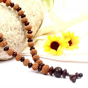 9 Mukhi Durga Mala from Java with Red Sandalwood Beads
