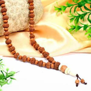 10 Mukhi Krishna Mala from Java with Sandalwood Beads