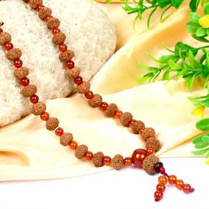 10 Mukhi Krishna Mala from Java with Carnelian Beads