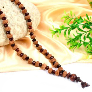 10 Mukhi Krishna Mala from Java with Red Sandalwood Beads
