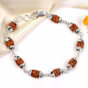 2 Mukhi Moon Bracelet from Java with Self Designed Silver Caps