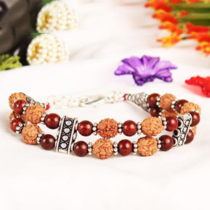 4 Mukhi Java Double Turn Bracelet with Red Sandalwood Beads