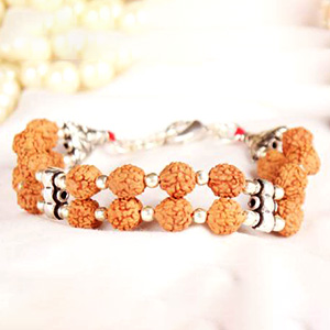 4 Mukhi Java Double Turn Bracelet in Silver Balls