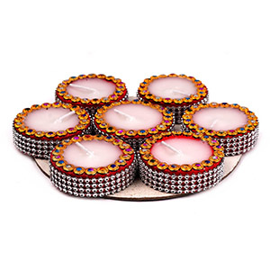 Designer Wax Diyas For Diwali Set Of 7