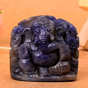 Blue Sapphire Ganesha Idol - 197.55 Carat