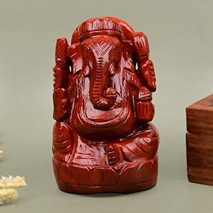 Red Jasper Ganesh Idol - 800 gms