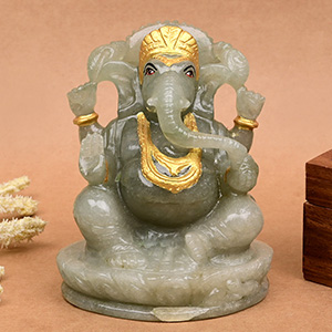 Austrailian Green Jade Ganesha Idol - 695 gms