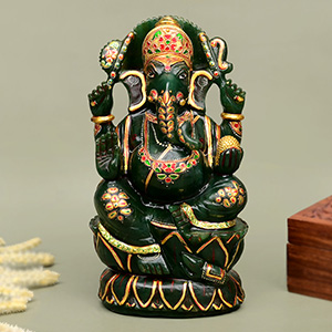 Columbian Green Jade Exotic Ganesh idol - 1.84 kgs