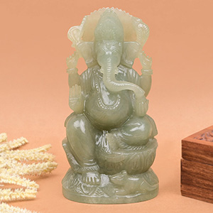 Light Green Jade Ganesha Idol - 1.12 kgs
