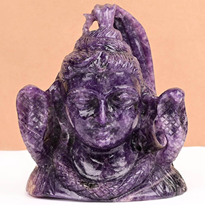 Buy Lepidolite Shiva Face Statue - 1.01 Kgs from Rudra Centre (Rudraksha Ratna) at reasonable prices.