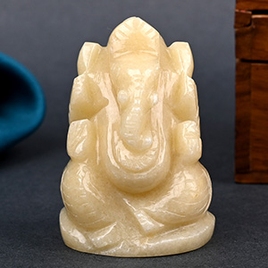 Ivory Yellow Jade Ganesha Idol - 103 gms