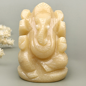 Ivory Yellow Jade Ganesha Idol - 119 gms