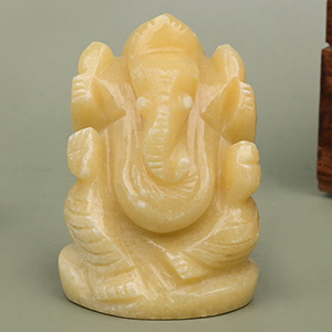 Ivory Yellow Jade Ganesha Idol - 95 gms