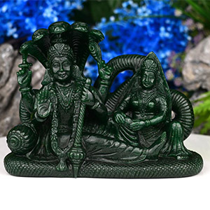 Green Jade Vishnu Lakshmi statue - 2 kgs