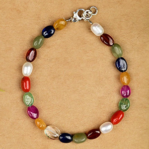 Navratna Oval Beads Bracelet