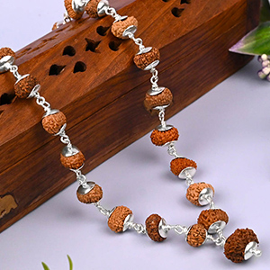 14 Mukhi Java 925 Silver Caps Mala 14 Mukhi Java 925 Silver Caps Mala-10 mm