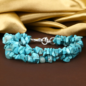 Turquoise Double Turn Uncut Beads Bracelet