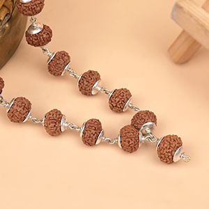 8 Mukhi Rudraksha Silver Plain Caps Mala