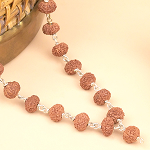 8 Mukhi Rudraksha Silver Wire Mala