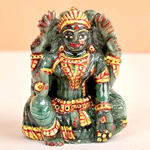Goddess Laxmi Emerald Idol (Painted) - 442 Carats
