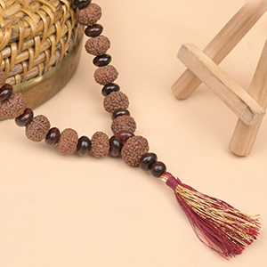 9 Mukhi x Red Sandal Eliptical Beads Mala