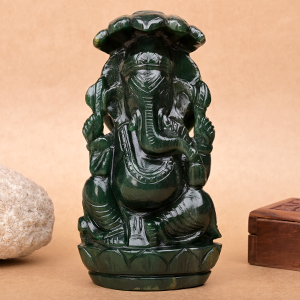 Green Jade Ganesha Idol - 880 gms