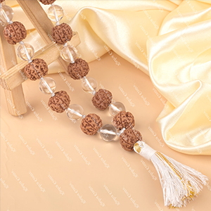 Premium 5 Mukhi Rudraksha & Sphatik Beads Mala