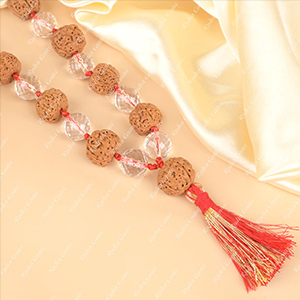 Premium 5 Mukhi Rudraksha & Faceted Sphatik Mala