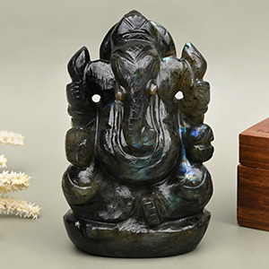 Labradorite Ganesha Idol - 756 gms