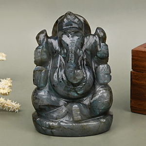 Labradorite Ganesha Idol - 329 gms