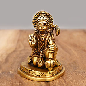 Brass Hanuman Idol in Kneeling Pose