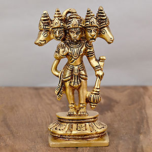 Panchmukhi Hanuman Brass Idol in Standing Pose