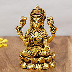 Chaturbhuj Goddess Lakshmi Brass Idol