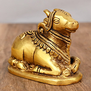 Decorated Nandi Shiva Vahan Brass Idol