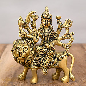 Sherawali Durga Mata Brass Statue