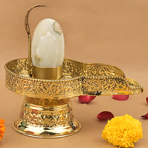 Banalingam With Designer Brass Yoni Base - XXXIX