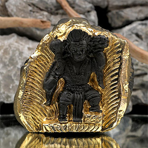 Sanjeevani Parvat Hanuman Shaligram Murti (Gold Plated)