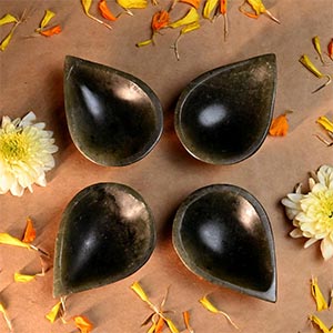 Green Jade Gemstone Diya (Set of 4)