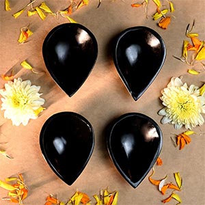 Black Jade Gemstone Diya (Set of 4)