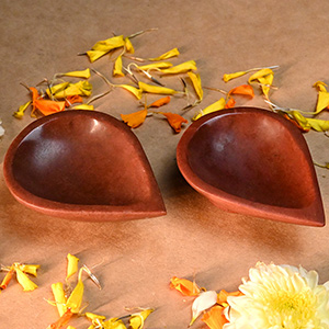 Red Jasper Gemstone Diya (Set of 2)