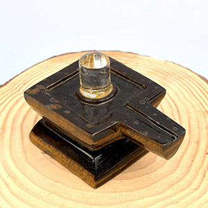 Sphatik Lingam with Tiger Eye Yoni Base