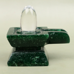 Sphatik Lingam with Green Aventurine Yoni Base