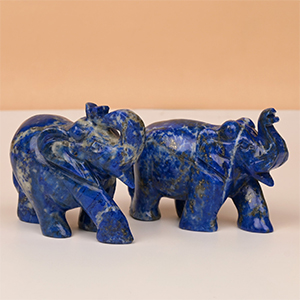 Lapis Lazuli Elephant Idols (Set of 2) - 484 gms