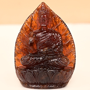 Lord Buddha on Palm Leaf Gomed Idol - 338.75 Carats