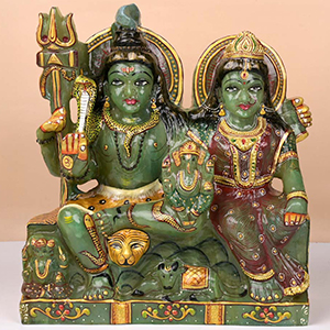 Green Aventurine Shiva Parvati Idol - 18.13 Kgs