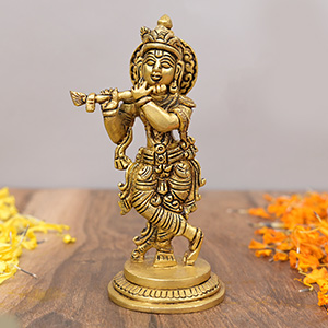 Murali Krishna (Playing Flute) Brass Idol