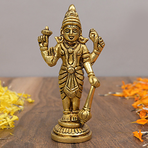 Vishnu With Kaumodaki Gada Brass Idol