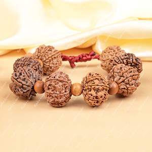 9 Mukhi Nepali Rudraksha x White Sandal Adjustable Bracelet