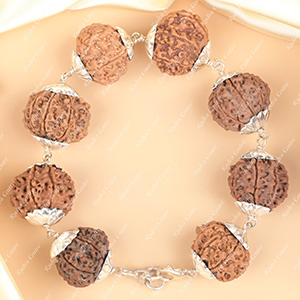 9 Mukhi Nepali Rudraksha 925 Silver Star Caps Bracelet